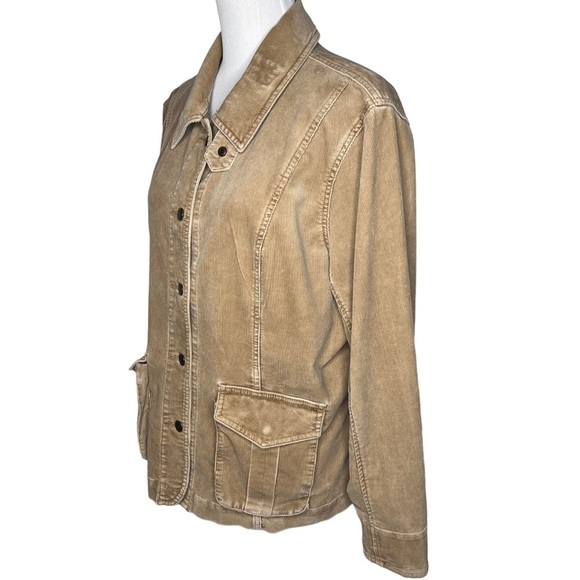 Y2K Eddie Bauer Tan Corduroy Barn Coat Chore Jacket Size XL Button Faded Retro - Picture 5 of 16